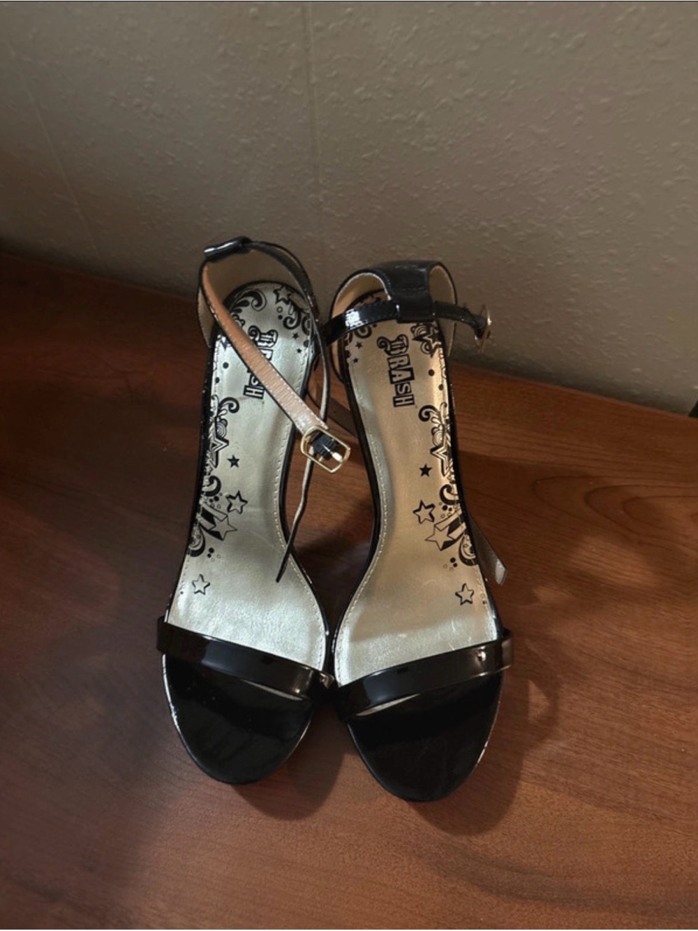 Black Patent Ankle-Strap Women's Sandals